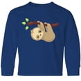 thumbnail image 3 of Inktastic Cute Sloth Hanging From Tree Branch, Lazy Sloth Long Sleeve Youth T-Shirt, 3 of 5