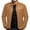 Khaki, variant on Men Faux Leather Jacket Stand Collar Long Sleeve Coat with Pockets Solid Color Zipper Placket Loose Fit Outwear Daily Wear