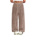 thumbnail image 3 of Women's Fleece Pajama Pants Mid Weight Warm Lounge Bottoms Drawstring Elastic Waist Casual Soft Sleepwear, 3 of 7