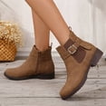 thumbnail image 4 of NECHOLOGY Botas Mujer Adulto Femenino Zapatos Botines mujer Botines de mujer clásicos, versátiles, color , con hebilla elástica, cremallera lateral, botas cómodas de tacón bajo planas (Brown, 6.5), 4 of 6