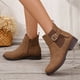 thumbnail image 4 of NECHOLOGY Botas Mujer Adulto Femenino Zapatos Botines mujer Botines de mujer clásicos, versátiles, color , con hebilla elástica, cremallera lateral, botas cómodas de tacón bajo planas (Brown, 7), 4 of 6