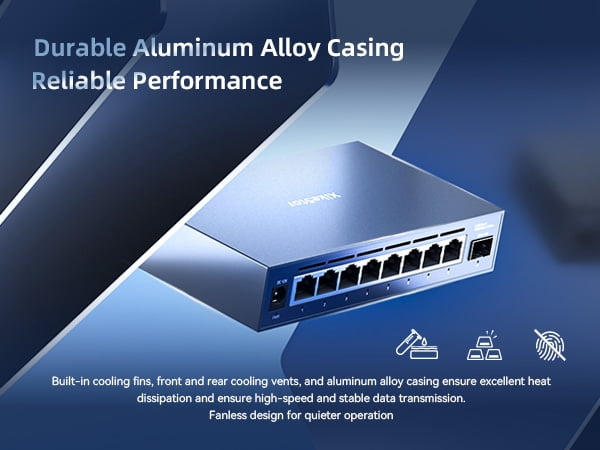 9-Port 2.5G Web Managed Ethernet Switch, VLAN/QoS/STP/IGMP/LACP Supported, Fanless Easy Smart 2.5Gb Network Switch, Aluminum Housing, Desktop/Wall-Mount