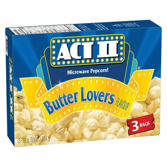 ACTII® Microwave Gourmet Popcorn - Butter Lovers Flavour, 3 x 78 g