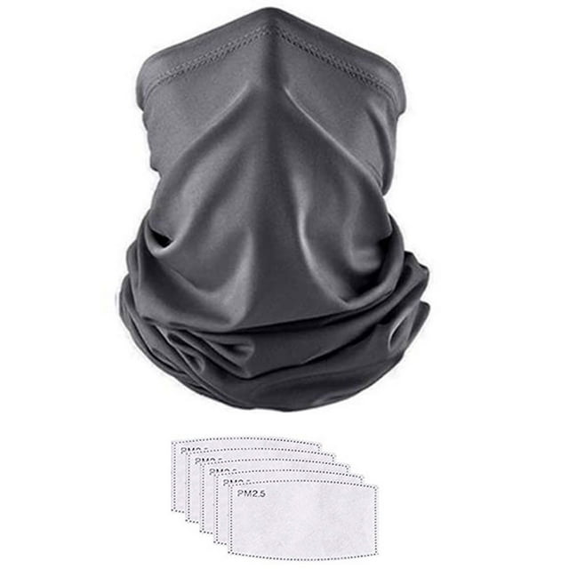 Beshee Motorcycle Head Wrap Cover Neck Washable Filter with Multifunctional Head Scarf Mask Mask Face Mask Grey