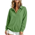 thumbnail image 6 of Half Button Collared Sweatshirt for Women, Long Sleeve Sweatshirts for Women Half Snap Button V Neck Lapel Collared Oversized Tshirts Pullover Top Sweatshirt for Women for Fall Winter Daily Commute, 6 of 7