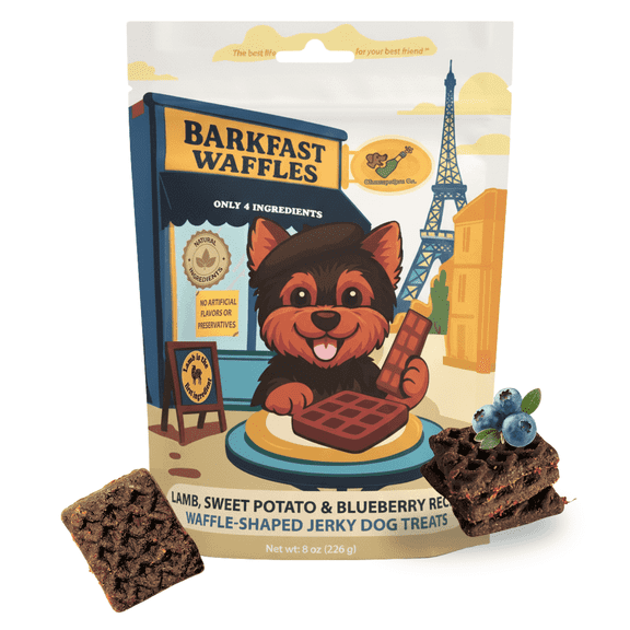 Barkfast Waffles, Soft Lamb Dog Treats, 8oz, Only 4 Natural Ingredients, No Chicken, Allergy Friendly, Made in USA
