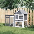 thumbnail image 1 of Bingirl 2 - Tier Weatherproof Rabbit and Chicken House with Non - Slip Ramp, 4 Access Doors, and Pull - Out Tray for Rabbits, Guinea Pigs, and Ferrets (Indoor/Outdoor Use), 1 of 7