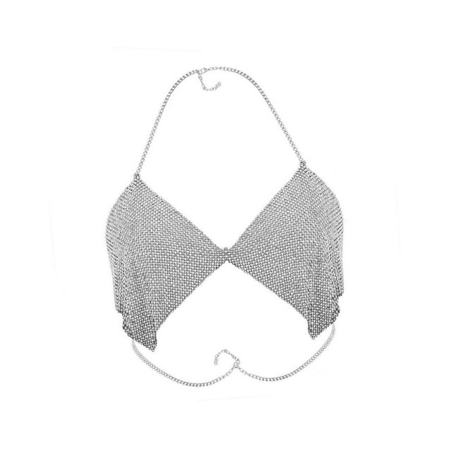 Langgg Fashion Women Sexy Bikini Body Chain Necklace Embed Rhinestone Charm Silver