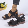 thumbnail image 5 of Sandals for Women 2025, Xunlbb Women's Spring And Summer New Large Size Hollow Flower Wedges Beach Fashion Casual Beach Sandals(Black,Size:36), 5 of 7