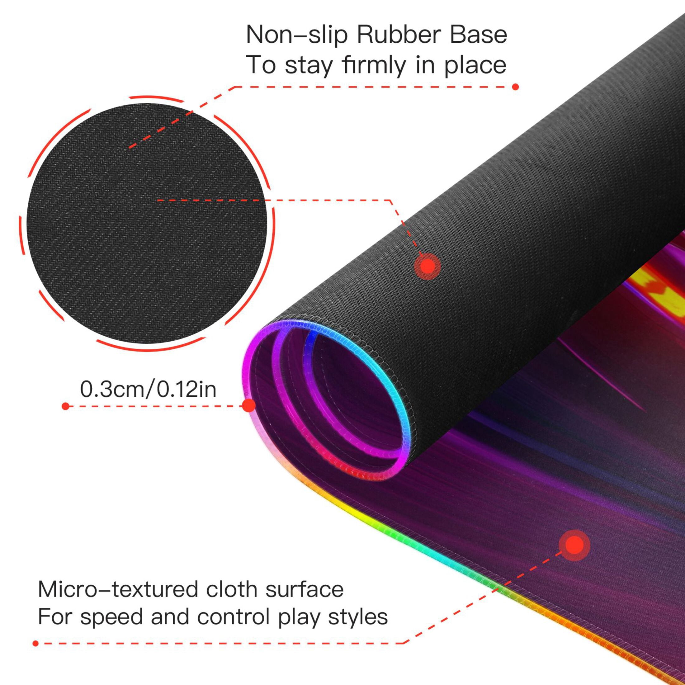 Large RGB Gaming Mouse Pad Led Glowing Mousepad Non-Slip Rubber Base 13 Light Modes 31.5x11.8 Sport Cars Racing