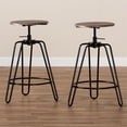 thumbnail image 5 of Bowery Hill Walnut Finished Wood and Black Metal 2-Piece Bar Stool Set, 5 of 6
