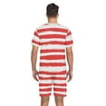 thumbnail image 6 of joogoo Men's Pajama Set Red and White Stripes V-Neck Pj Shorts Set 2 Piece Loungewear Sleepwear M, 6 of 7