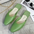 thumbnail image 2 of Domzle Women's Pointed Toe Flat Mules Backless Slip On Loafers | Lightweight, Soft Insole, Non Slip Sole, Printed, Dressy Casual, Office Work Business, Daily Wear Green, 2 of 4