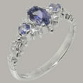 thumbnail image 2 of LBG British Made 14k White Gold Natural Tanzanite Womens Anniversary Ring - 33 size options - Size 6.5, 2 of 9