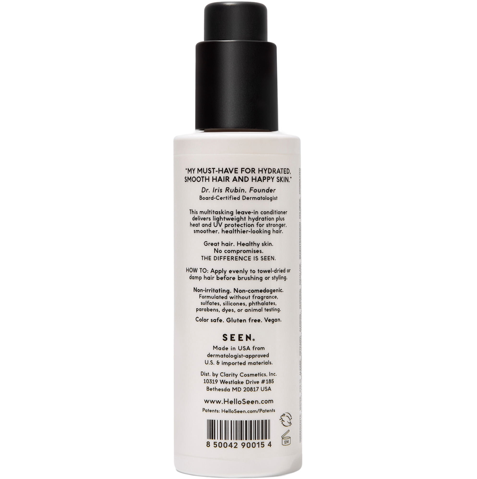 SEEN Leave-In Conditioner, Fragrance Free - Leave-In Hair Conditioner & Heat Protectant - Detangles & Hydrates- Formulated without Parabens, Sulfates or Phthalate - 5 fl oz