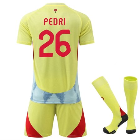 Yellow Spain 2024 Away Activewear No.26 Pedri Soccer Fans Training Jerseys Kits