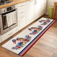 thumbnail image 3 of Independence Day Cherry Washable Runner Rugs 2'x6', Patriotic Red Blue Star Flower Bow Stripe Linen Low Pile Throw Entryway Rug Non-Slip Sturdy Edge Binding Carpet for Indoor Bedside Entrance Bedside, 3 of 9