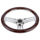 thumbnail image 4 of Reemplazo del volante, volante con radios de agarre de madera oscura de 350 mm/14 pulgadas, volante de alto rendimiento, 4 of 8