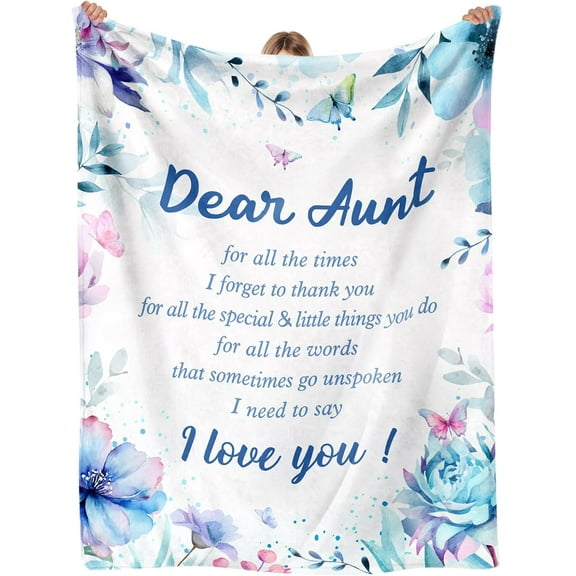 Aunt Gifts Blanket 60"x50"，Gift Blanket for Aunt, Thanksgiving Blanket for Aunt, Flower Blanket for Aunt, Warm and Soft Blanket for Aunt，Birthday Gift for Aunt from Niece/Nephew, Best Aunt Gift
