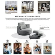 ARCTICSCORPION Modern Fabric Solid Print Swivel Accent Chair with 4 Pillows, Grey Teddy