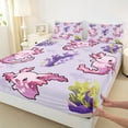 thumbnail image 3 of Manfei Kawaii Axolotl 4 Pieces Queen Sheet Sets for Teens Kids,Cartoon Animal Ultra Soft Flat Sheet,Cute Marine Salamander Queen Fitted Sheet,Lightweight Room Decor, 3 of 7