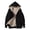 Black, variant on Women's Zipper Hooded Plush Coat Drawstring Sweater Sweatshirt Navy M