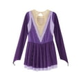 thumbnail image 5 of Xnihocha Girl's Ballet Lyrical Modern Dance Dress Sparkly Rhinestone Long Sleeve Figure Skating Dress Purple 8, 5 of 7