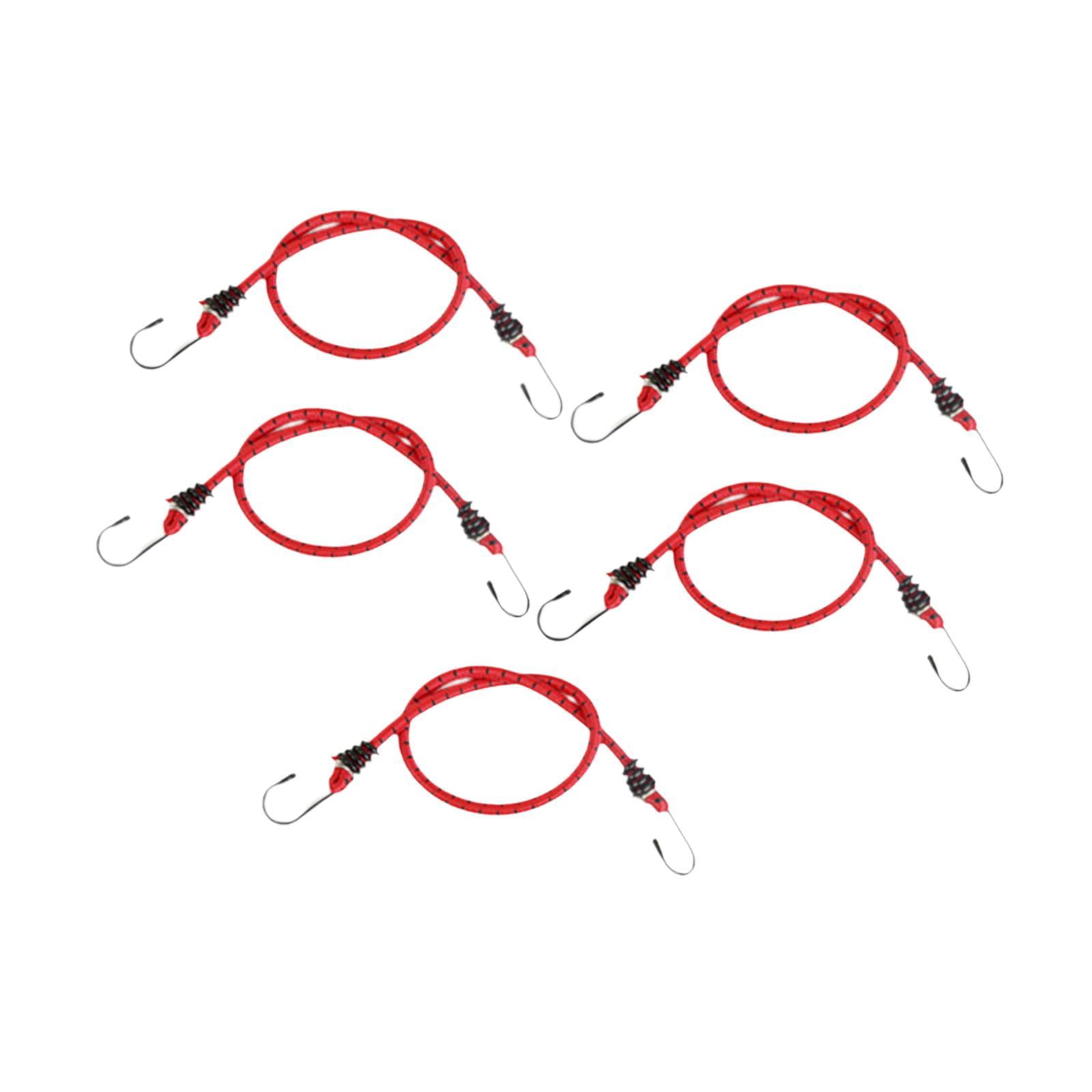 colaxi 5 Pieces Bungee Cords with Hooks Bike Rear Seat Bungee Straps Mixed Colors Rubber Elastic Tie Downs for Luggage Tarps Outdoor 80cm Length