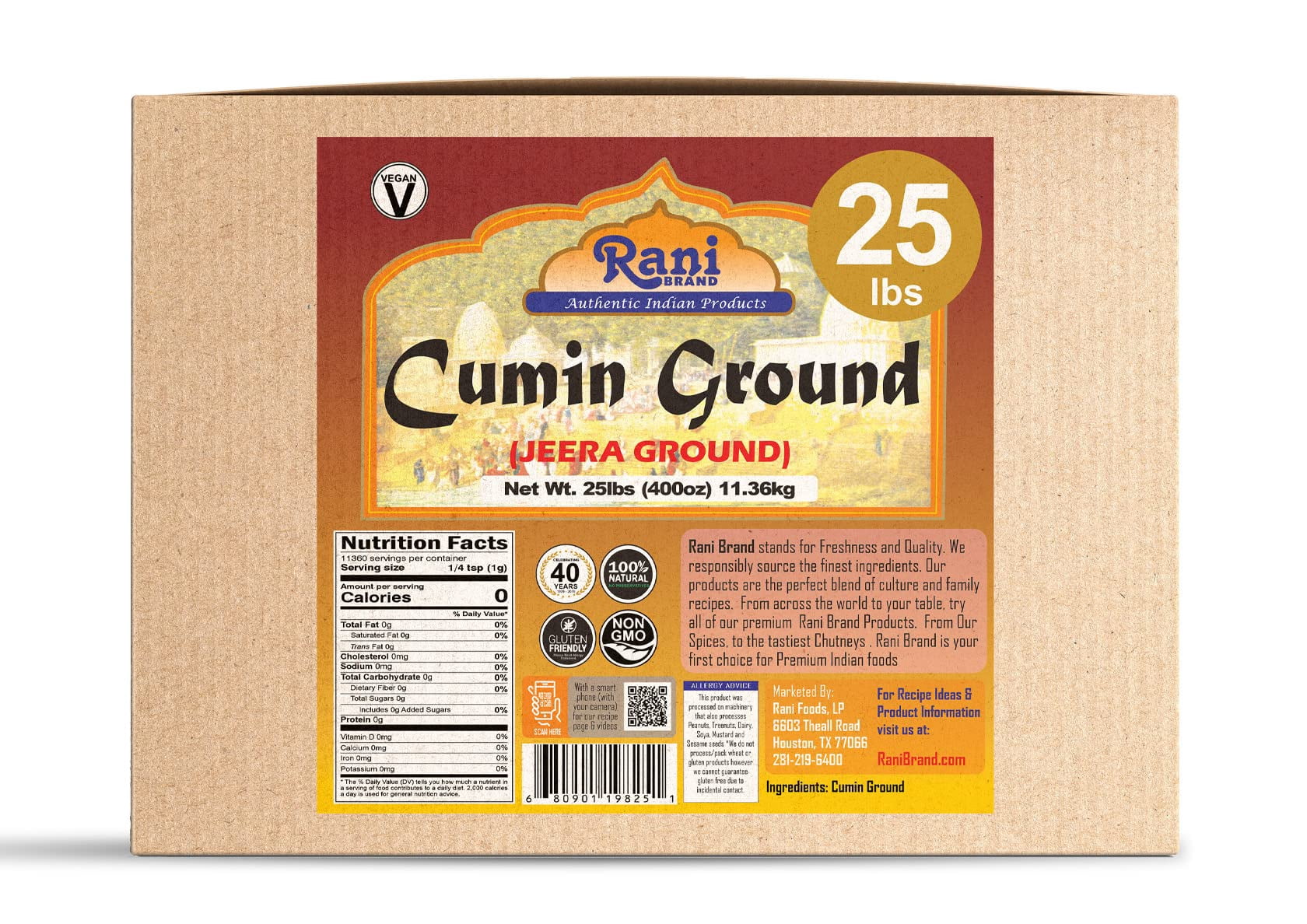 Rani Cumin (Jeera) Powder Spice 400oz (25lbs) 11.36kg Bulk Box ~ All Natural | Vegan | Gluten Friendly | NON-GMO | Indian Origin