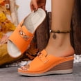 thumbnail image 5 of Slippers for Women,Slippers Stylish Platform Sandals With Metallic Decoration Open Toe Beach And Casual Footwear For Summer,Womens Slippers,Orange,9, 5 of 9