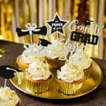 thumbnail image 6 of 48 PCS Graduation Cupcake Toppers 2025, 6 Style Black and Gold Graduation Cake Toppers, Glitter Design Class of 2025 Toppers Grad Cupcake Picks, Disposable 2025 Graduation Decorations, 6 of 10