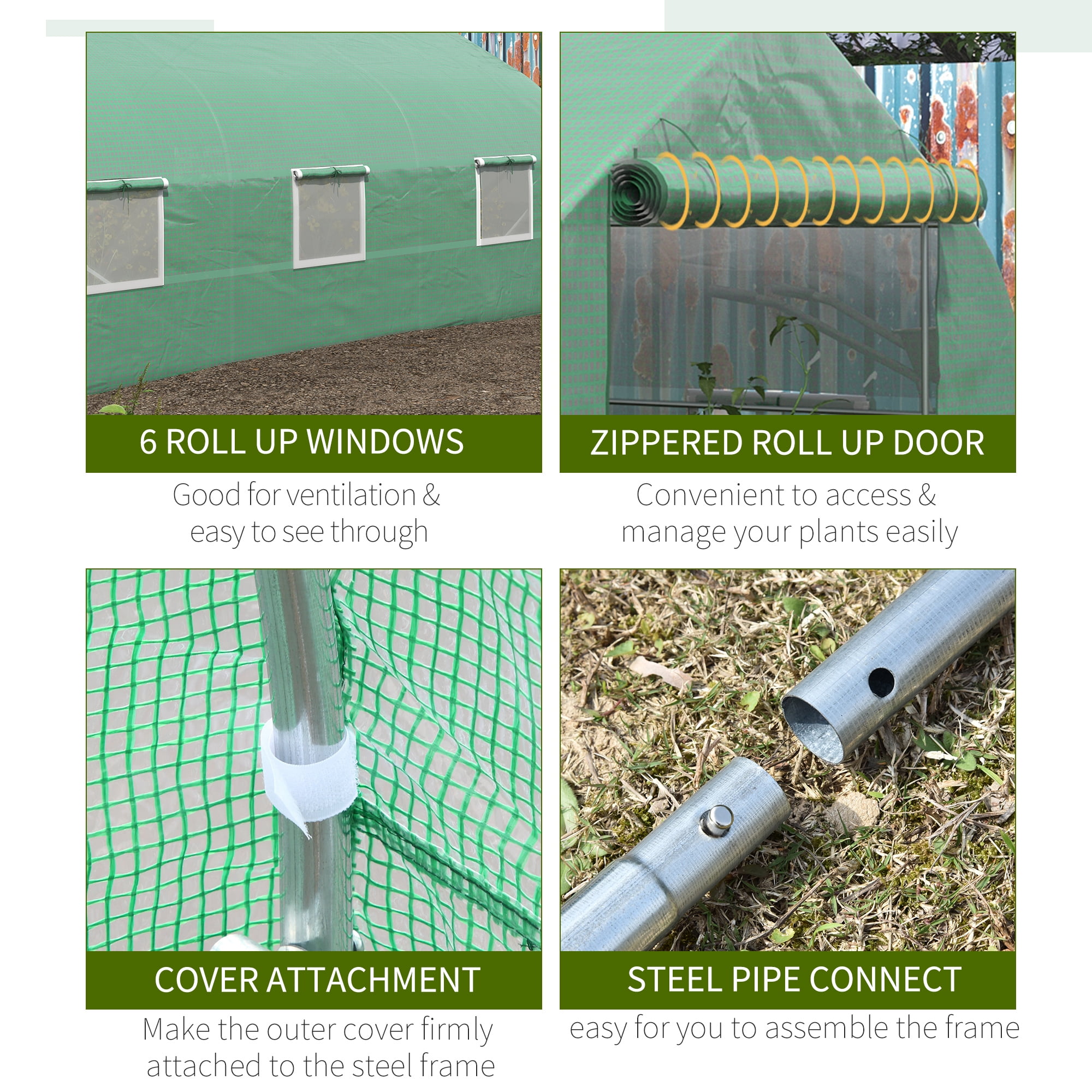 Outsunny 11.5' x 10' x 6.5' Outdoor Walk-In Tunnel Greenhouse Hot House
