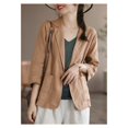 thumbnail image 4 of Baberdicy Women's Linen Blazer Jacket Lightweight Linen Suit Jacket for Women - Casual Long Sleeve Open Front Blazer - Spring Summer Office Coat (S-XXL) (Khaki | L), 4 of 9