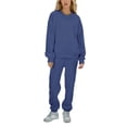 thumbnail image 3 of Liyamei Ensemble Mode Automne et Hiver pour Femmes Couleur Unie Col Rond Tête Plus Velours Manches Longues Pantalon Long Ensemble Chandail, 3 of 5