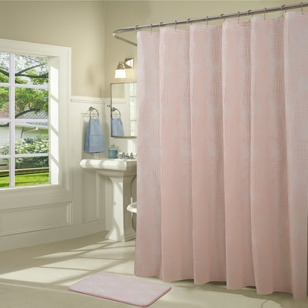 14 Piece Shower Curtain Liner With Hooks Memory Foam Mat Odorless Mildew Resistant Blush 70 X 72 In
