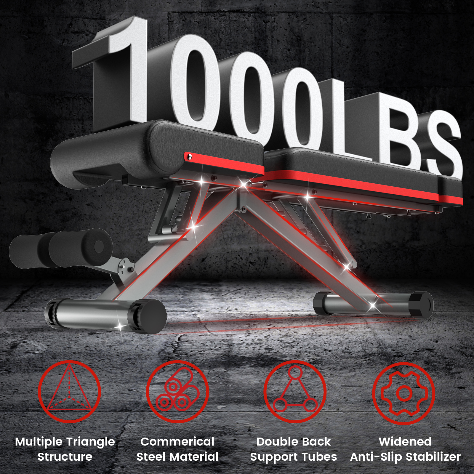 Pooboo Adjustable Foldable Weight Bench Press photo 8