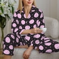 thumbnail image 4 of Goofa Pink Groovy Disco Ball Printed Women’s 2 Piece Pajama Set Super,Pajamas Women's Long Sleeve Sleepwear Soft Button Down Loungewear Pjs Lounge Set Nightwear-Large, 4 of 9