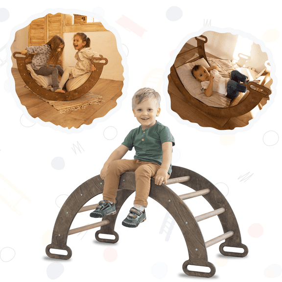 Goodevas Baby Climbing Wooden Arch Rocker Climber - Montessori Playground for Babies - Toddler Climb Kids Play Gym - Outdoor/Indoor Toddler Toys for Home and Backyard 1-7 y.o.