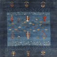 thumbnail image 1 of Ahgly Company Indoor Square Contemporary Azure Blue Abstract Area Rugs, 7' Square, 1 of 6