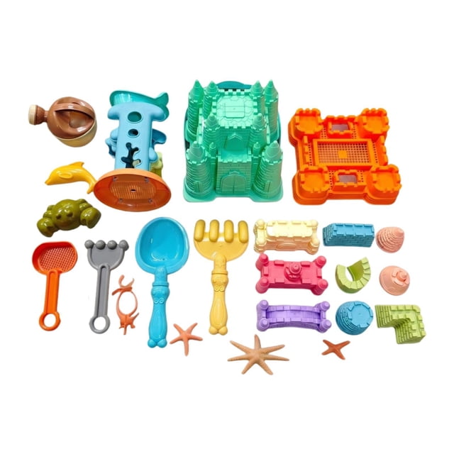 Rivenza Beach Bucket Toy Kids Sand Toy Set Sand Playset Portable Bucket Shovel Educational Material Suitable for Gift Giving Outdoor Play Indoor Activity Backyard Fun Poolside 19pcs