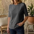 thumbnail image 6 of Yxbdin Basic Tees for Women Summer Crew Neck T Shirts Classic Half Sleeve Tshirts Lightweight Relaxed Fit Tops Solid Color Tees Everyday Daily Wear, 6 of 8
