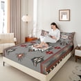 thumbnail image 4 of Homewish Western Boho Aztec Twin Sheet Sets for Men, Rustic Mandala Hippie Twin Fitted Sheet, Grey Brown Abstract Flat Sheet, Super Cozy Room Decor, 3 Pieces, 4 of 7