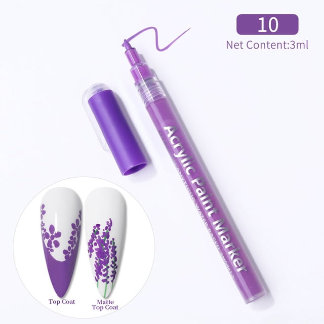 Fiudx Bolígrafo para Decoración de Uñas, Bolígrafo para Esmalte de Uñas de Secado Rápido, Bolígrafo con Diseño Diy Elegante, Bolígrafo para Pintar con Punteado Floral, Uso Salón de Belleza En Casa, S
