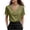 Green#124, variant on Stichou Womens Satin Blouse Elegant V Neck Ruched Silk Shirts Short Sleeve Trendy Office Work Shirt Dressy Casual Tops Beige M