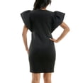 thumbnail image 2 of Women's Nina Leonard Ruffle Shoulder Sheath Mini Dress Color: Bright Green Size: MEDIUM, 2 of 4