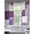 thumbnail image 3 of Abstract Color Block Sheer Curtains 63 inches Long 2 Panels Set Purple Block Oil Painting Gradient Gray Sheer Window Curtain Rod Pocket Voile Drapes for Living Room/Bedroom, Each 52" W x 63" L, 3 of 7