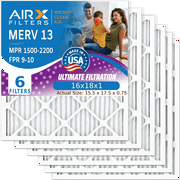 16x18x1 Air Filter MERV 13 Comparable to MPR 1500 - 2200 & FPR 9 Electrostatic Pleated Air Conditioner Filter 6 Pack HVAC AC Premium USA Made 16x18x1 Furnace Filters by AIRX FILTERS WICKED CLEAN AIR.