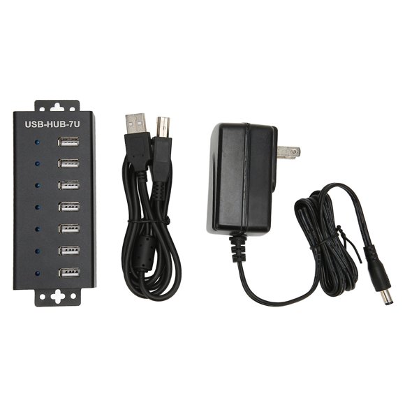 Industrial Grade 7 Port USB Hub, USB 2.0 Hub, Multiple Protection, USB 2.0 Multi-Interface Hub, 100-240V US Plug