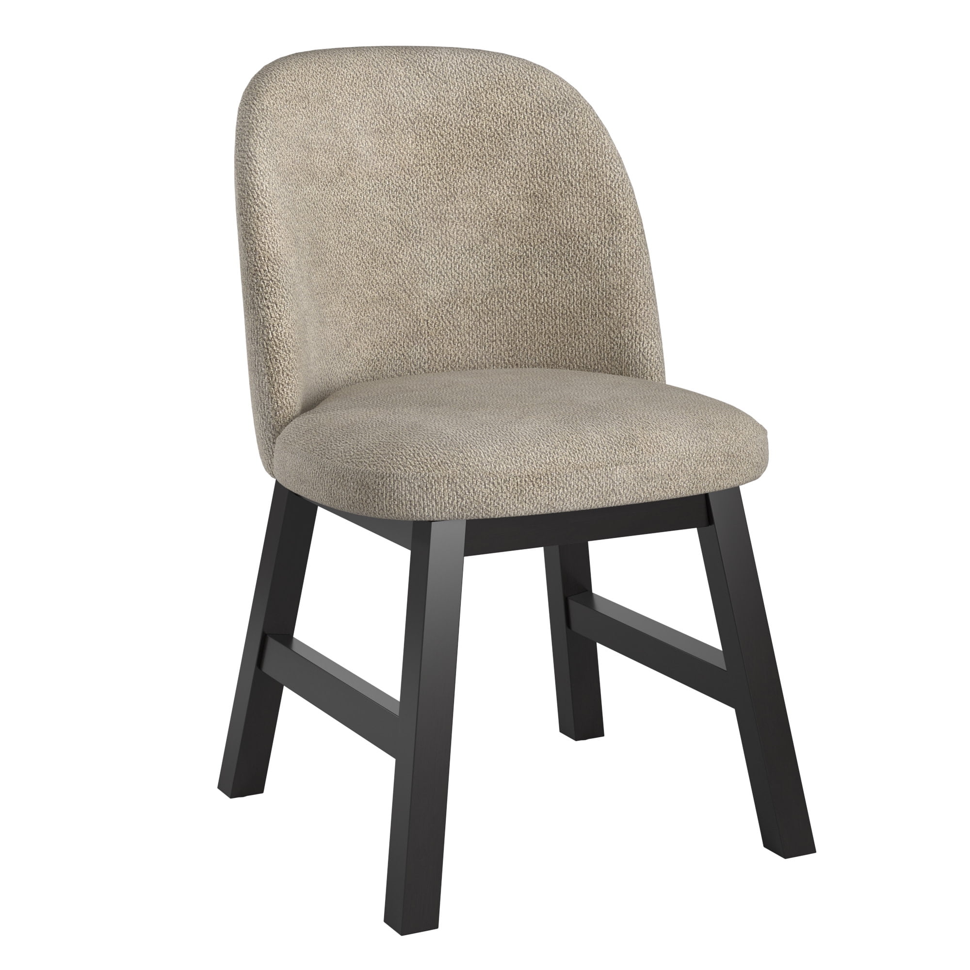 Weston Home Alta Wood Finish Taupe Fabric Curved Low Back Dining Chair, Set of 2, Black Oak