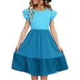 thumbnail image 2 of JUSLIO Dresses for Girls Color Block Dresses Cute Crew Neck Flutter Casual Dress Size 7 Y, 2 of 8
